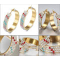 Wholesale Fashion Stainless Steel Crystal Big Gold Hoop Earrings